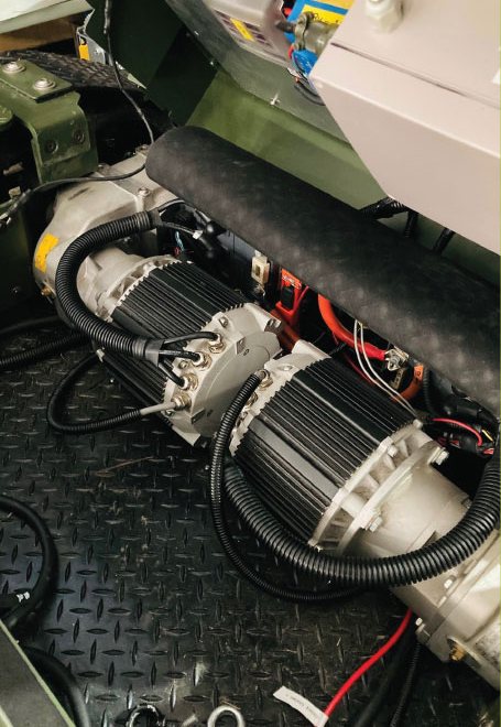 Twin electric drive motors installed in a Next-Gen prototype chassis