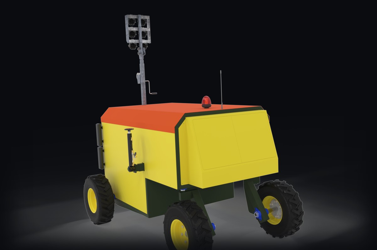 EDM-1000 unit, rear isometric render with mast deployed