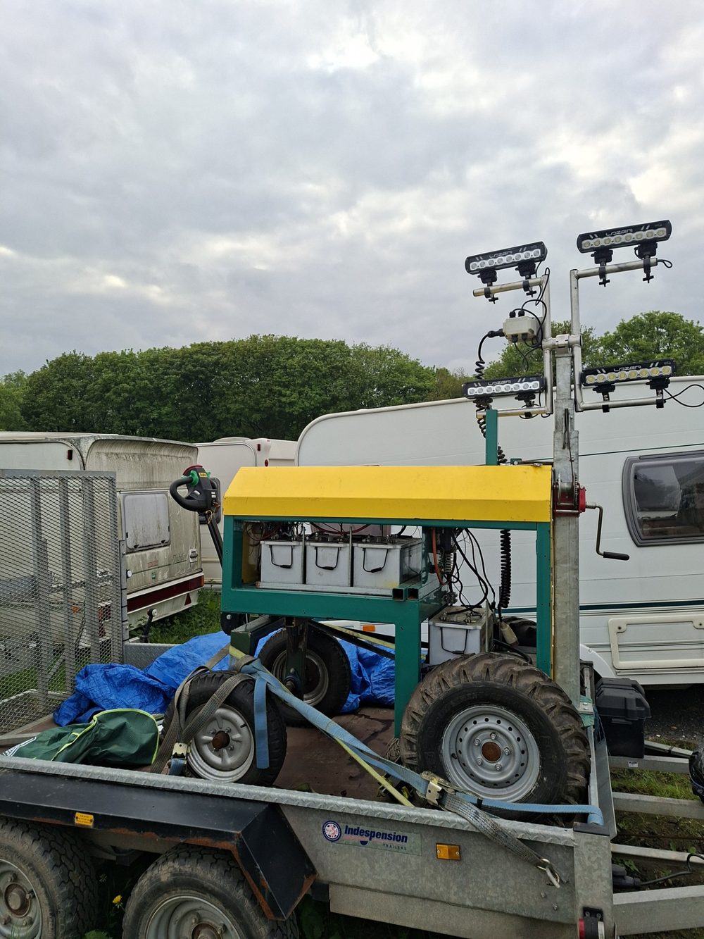 Functional prototype under build, loaded on a trailer
